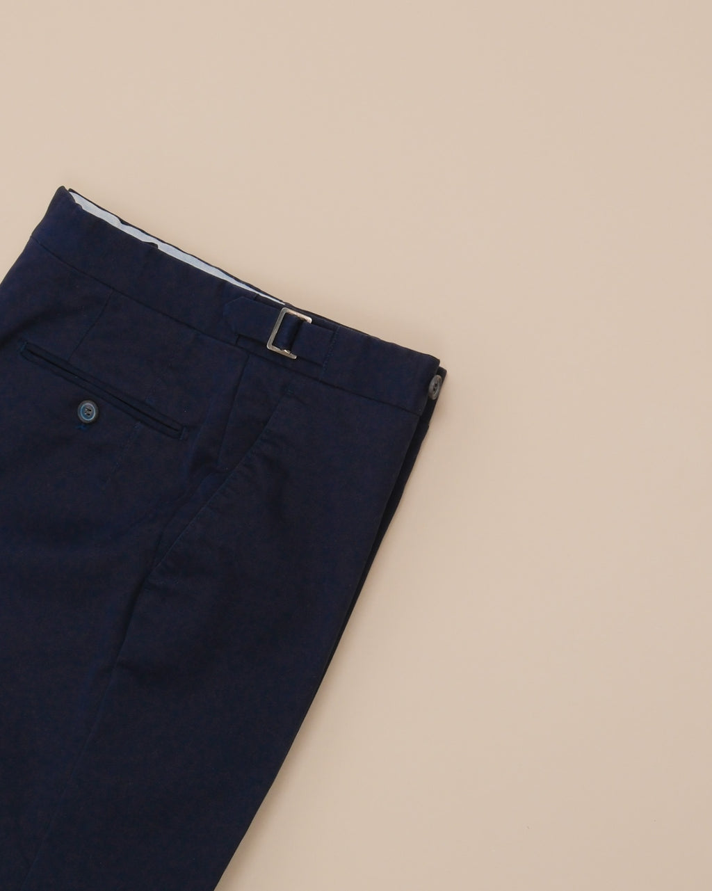Navy Cotton Twill High-Rise Trousers