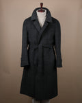 Anthracite Windowpane Tweed Belted Raglan Coat