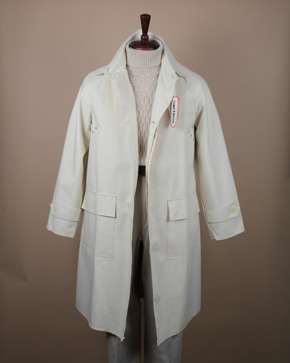 Light Beige Rubberised Rayon Raglan Raincoat