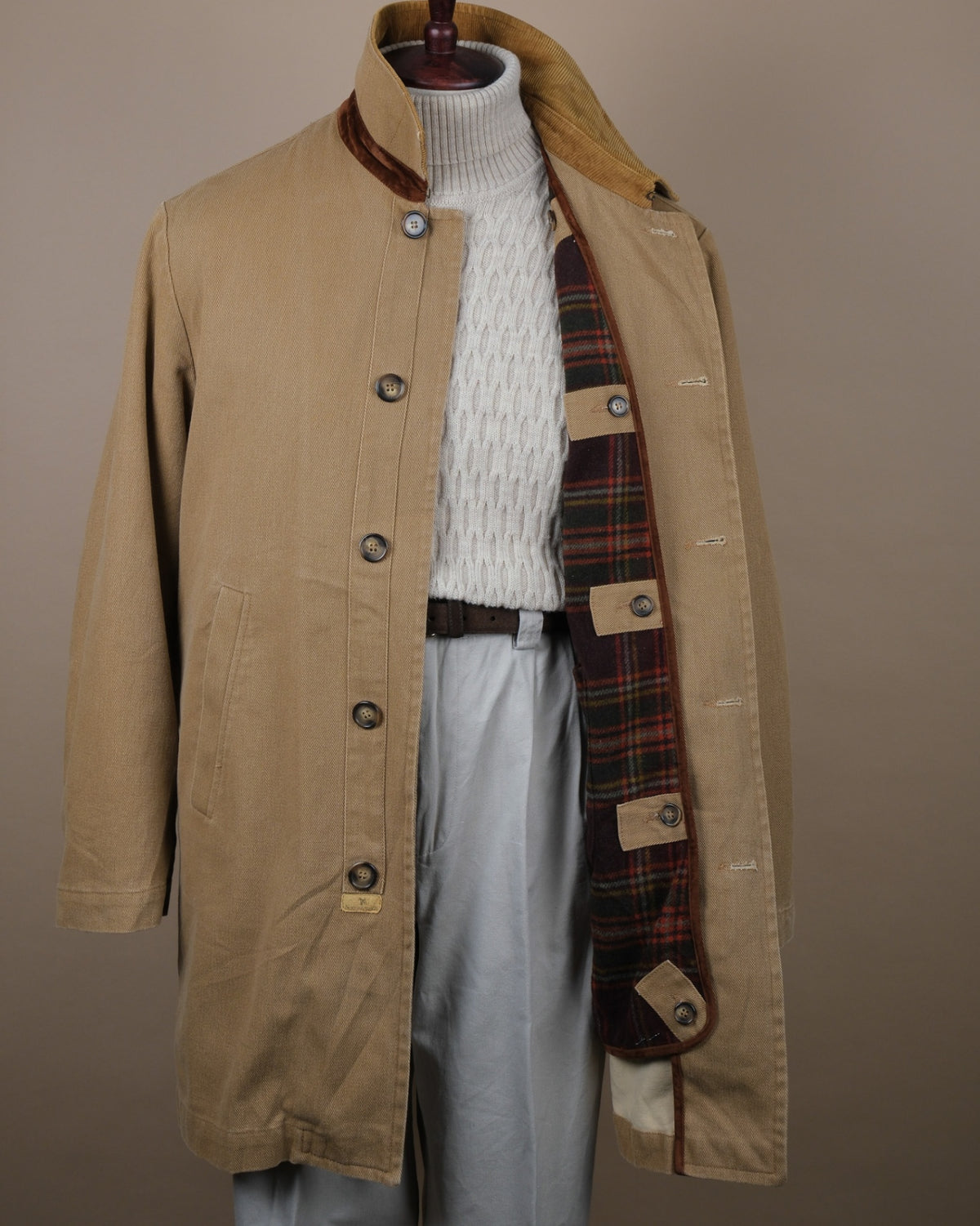 Warm Beige Twill Sporting Coat