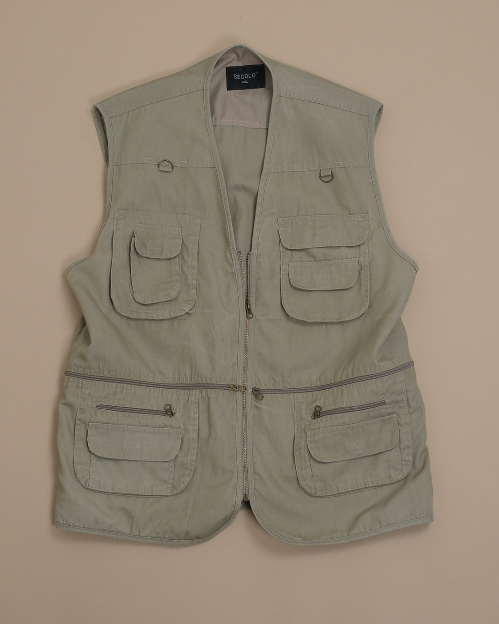 Khaki Green Light-Weight Cotton Utility Vest