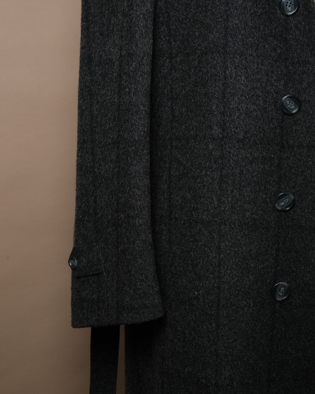 Anthracite Windowpane Tweed Belted Raglan Coat