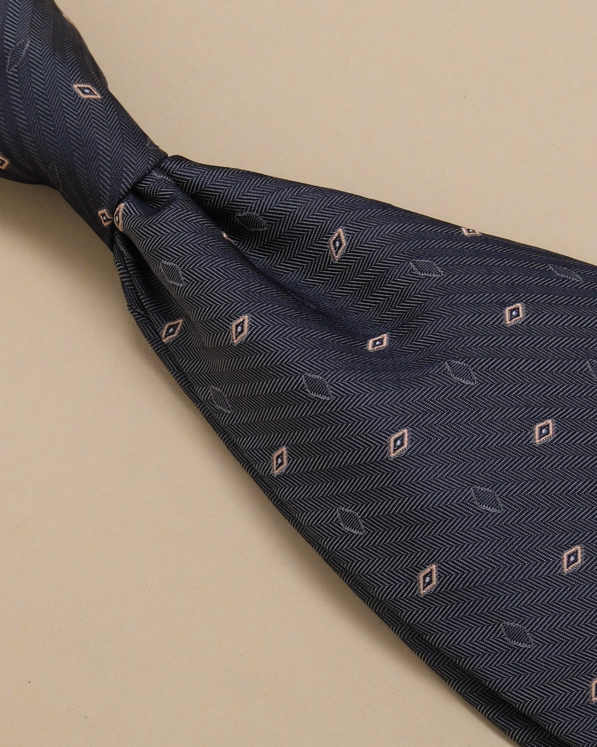 Slate Herringbone Silk Lozenge Tie