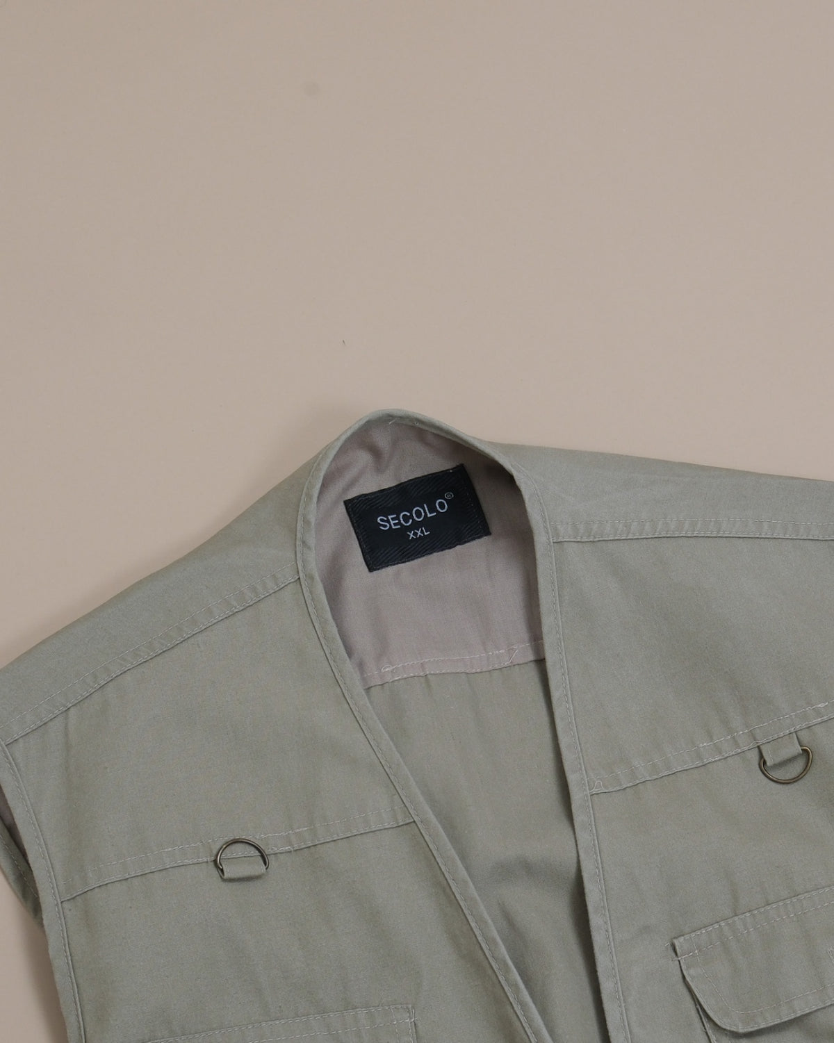 Khaki Green Light-Weight Cotton Utility Vest