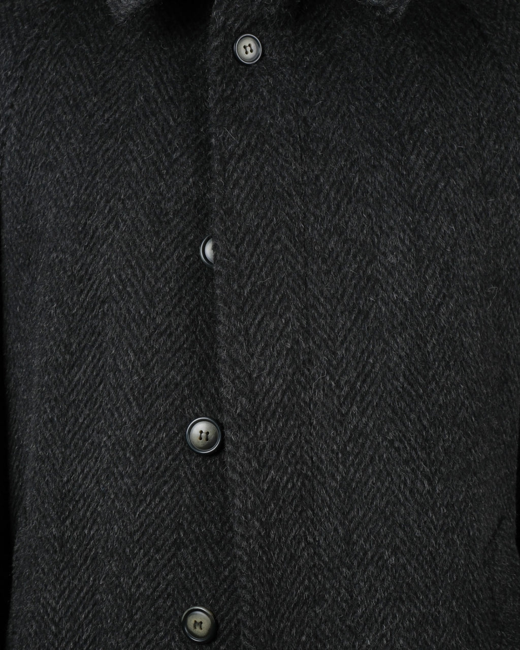 Dark Grey Herringbone Tweed Raglan Coat