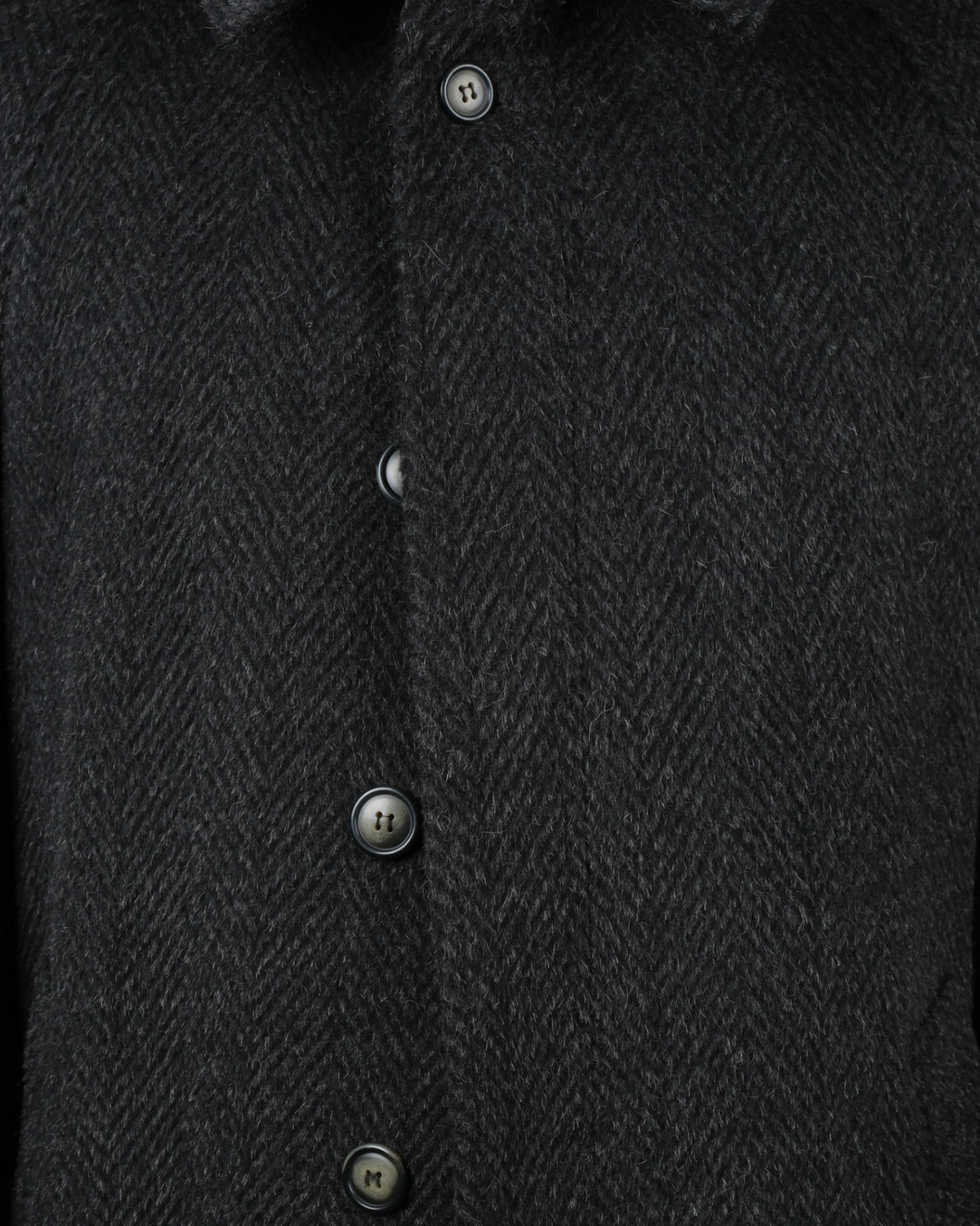 Dark Grey Herringbone Tweed Raglan Coat