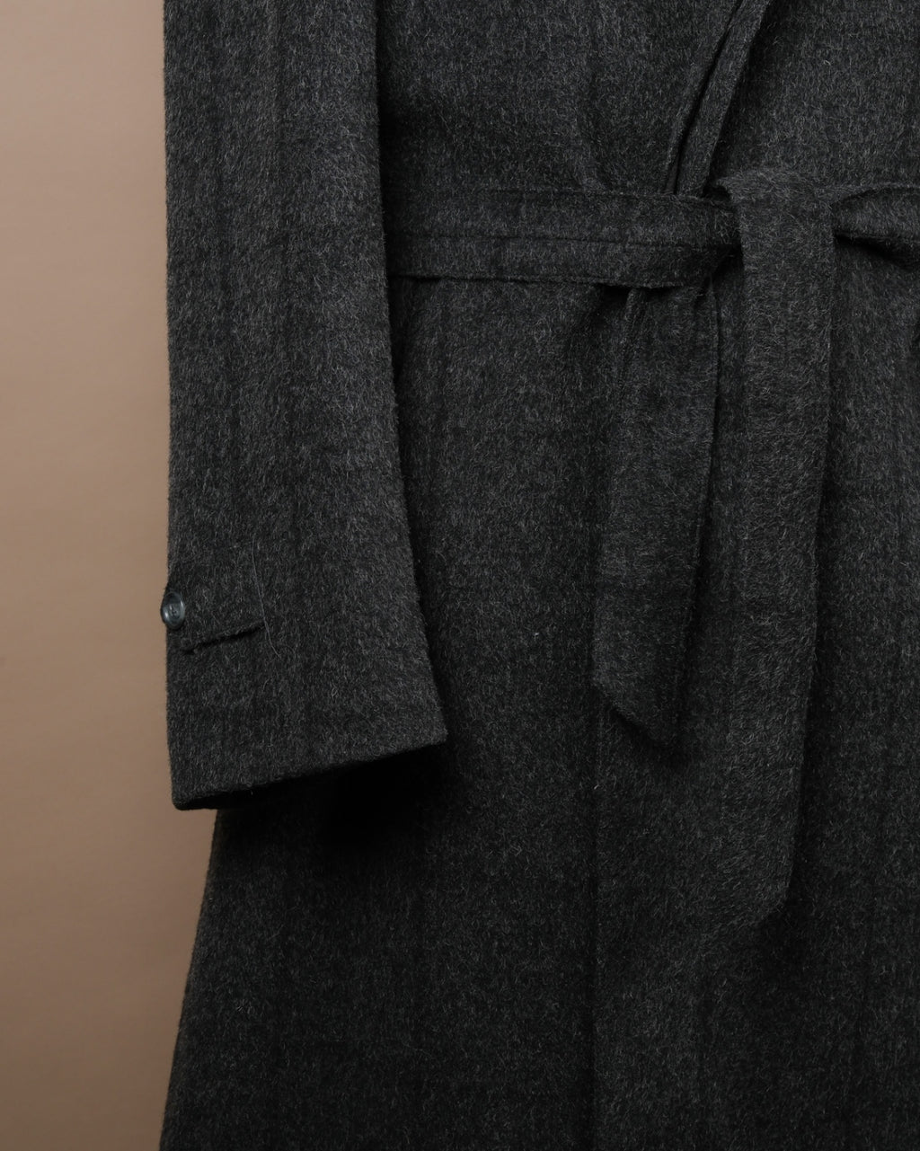 Anthracite Windowpane Tweed Belted Raglan Coat