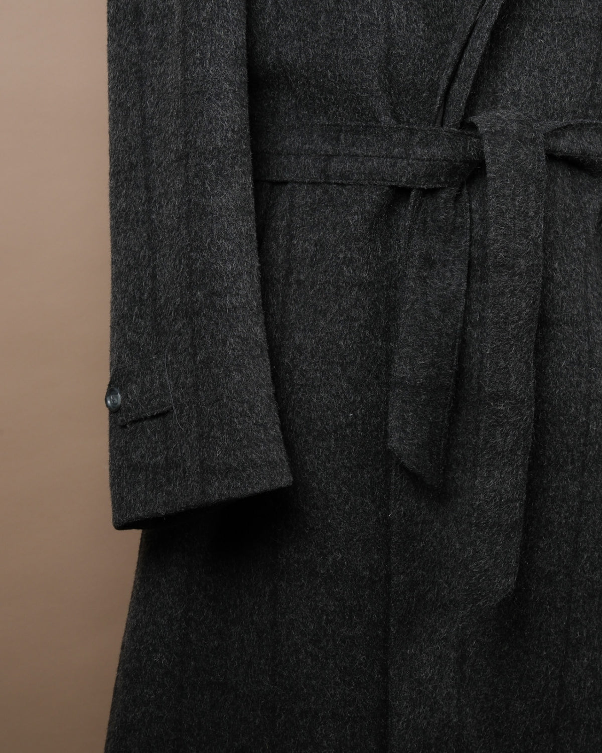 Anthracite Windowpane Tweed Belted Raglan Coat