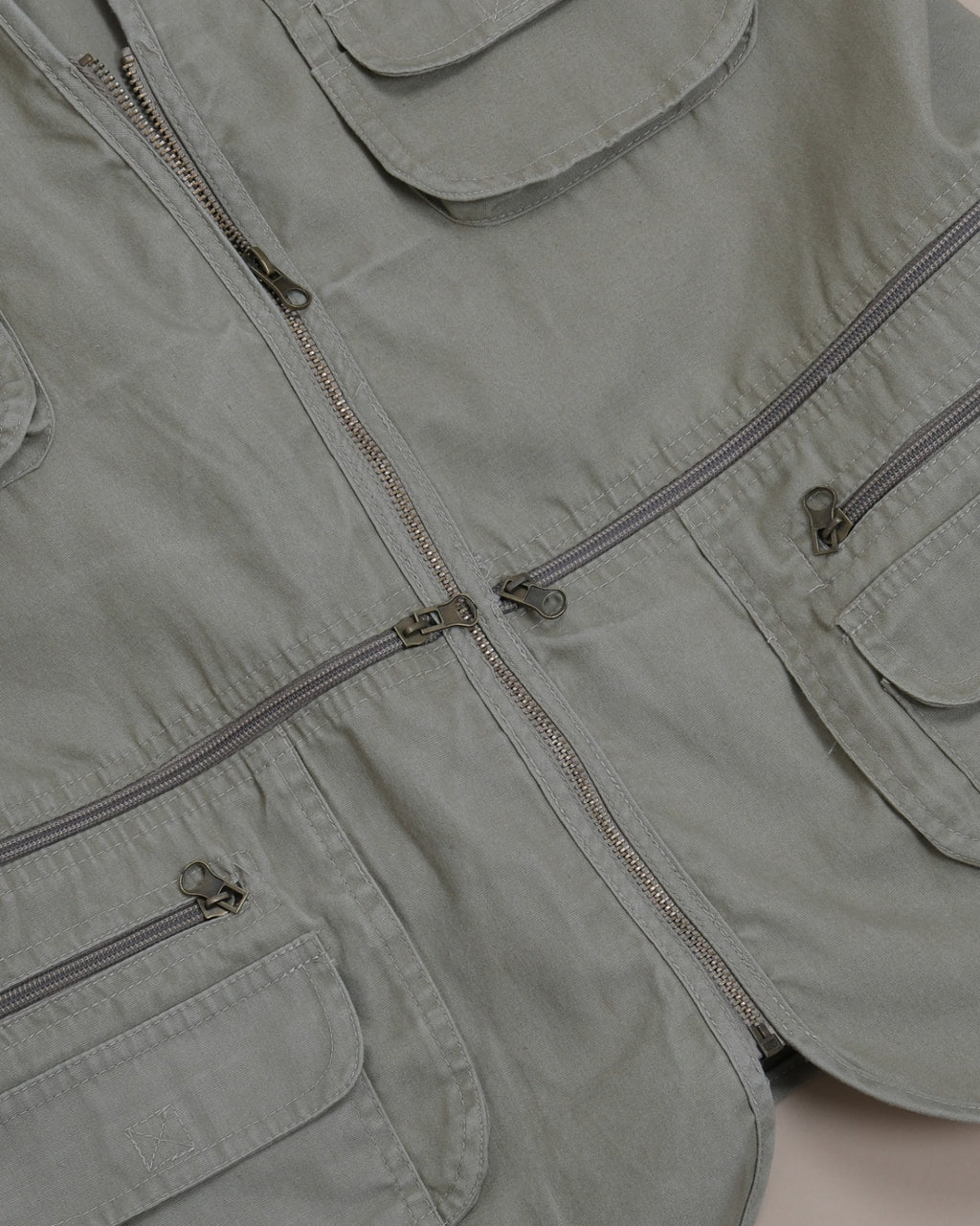 Khaki Green Light-Weight Cotton Utility Vest