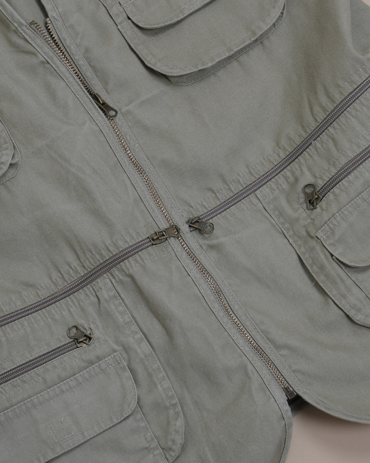 Khaki Green Light-Weight Cotton Utility Vest
