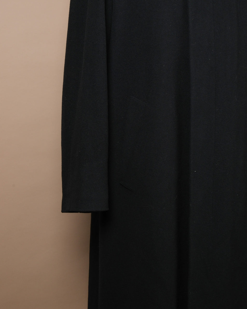 Black Virgin Wool/Nylon/Cashmere Raglan Coat
