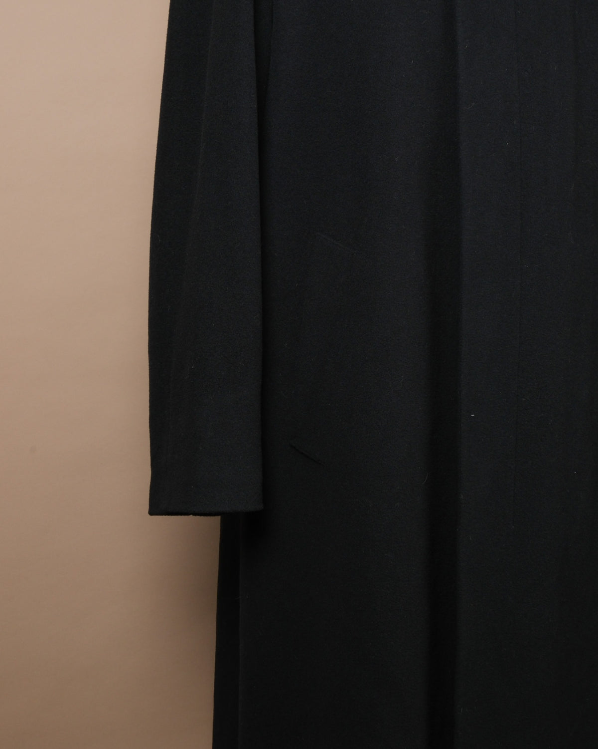 Black Virgin Wool/Nylon/Cashmere Raglan Coat