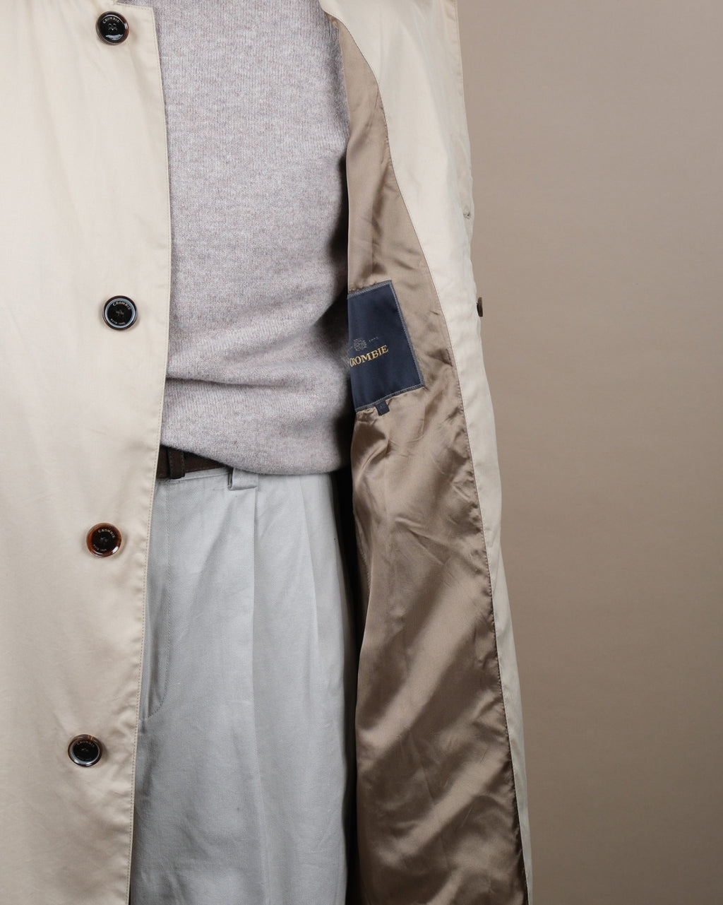 Beige Cotton/Silk Light-Weight Car Coat