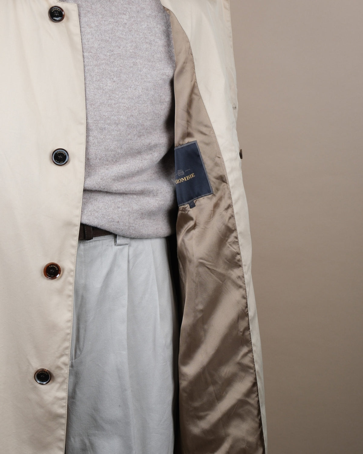 Beige Cotton/Silk Light-Weight Car Coat