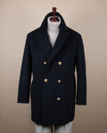 Navy Wool/Cashmere Gold-Button Peacoat
