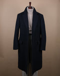 Navy Wool Twill Overcoat