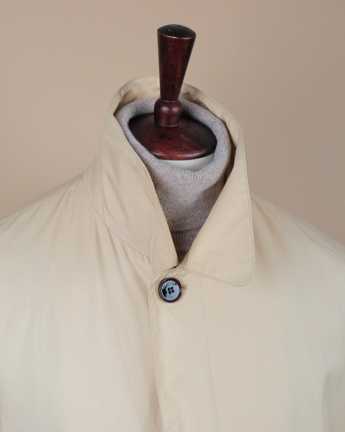 Beige Cotton/Silk Light-Weight Car Coat
