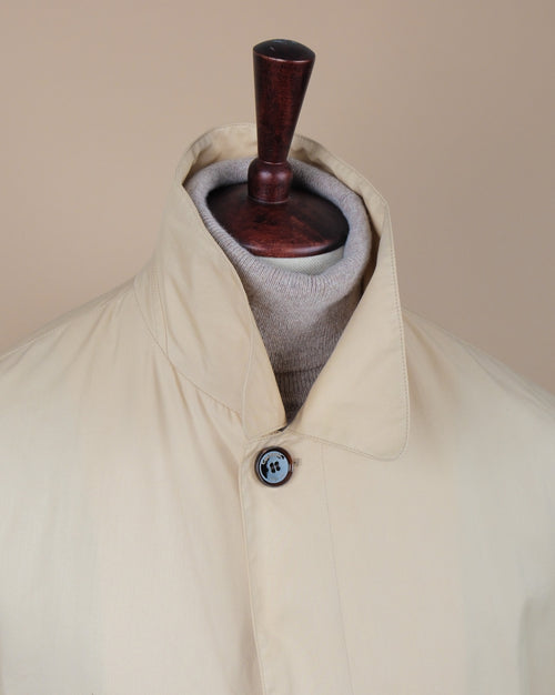 Beige Cotton/Silk Light-Weight Car Coat