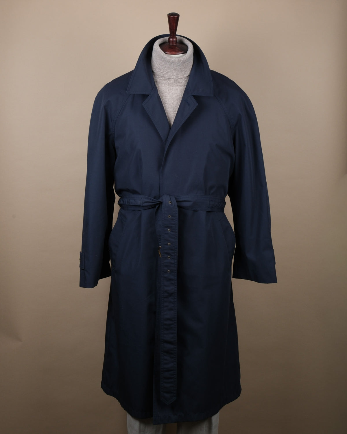 Navy Belted Raglan Coat