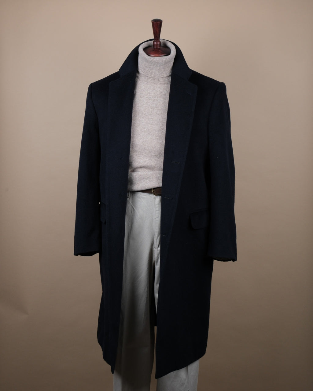 Navy Wool/Nylon Overcoat