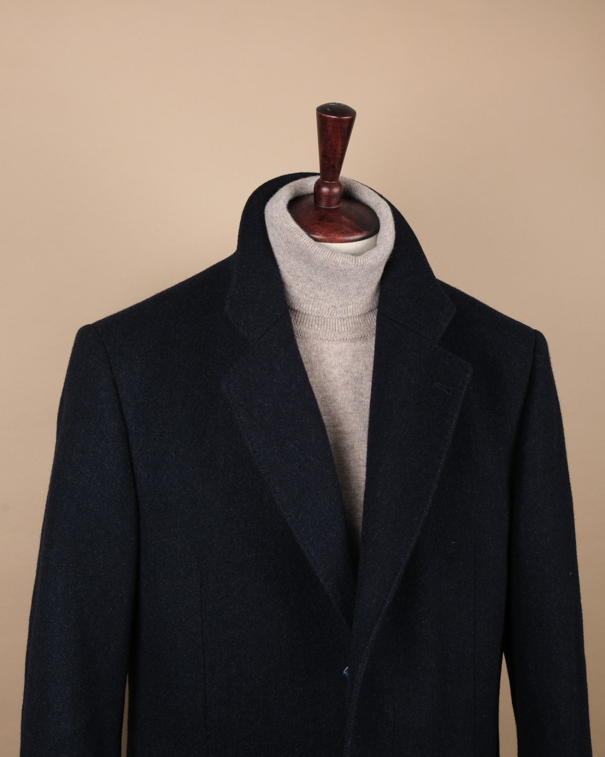 Navy Wool Twill Overcoat
