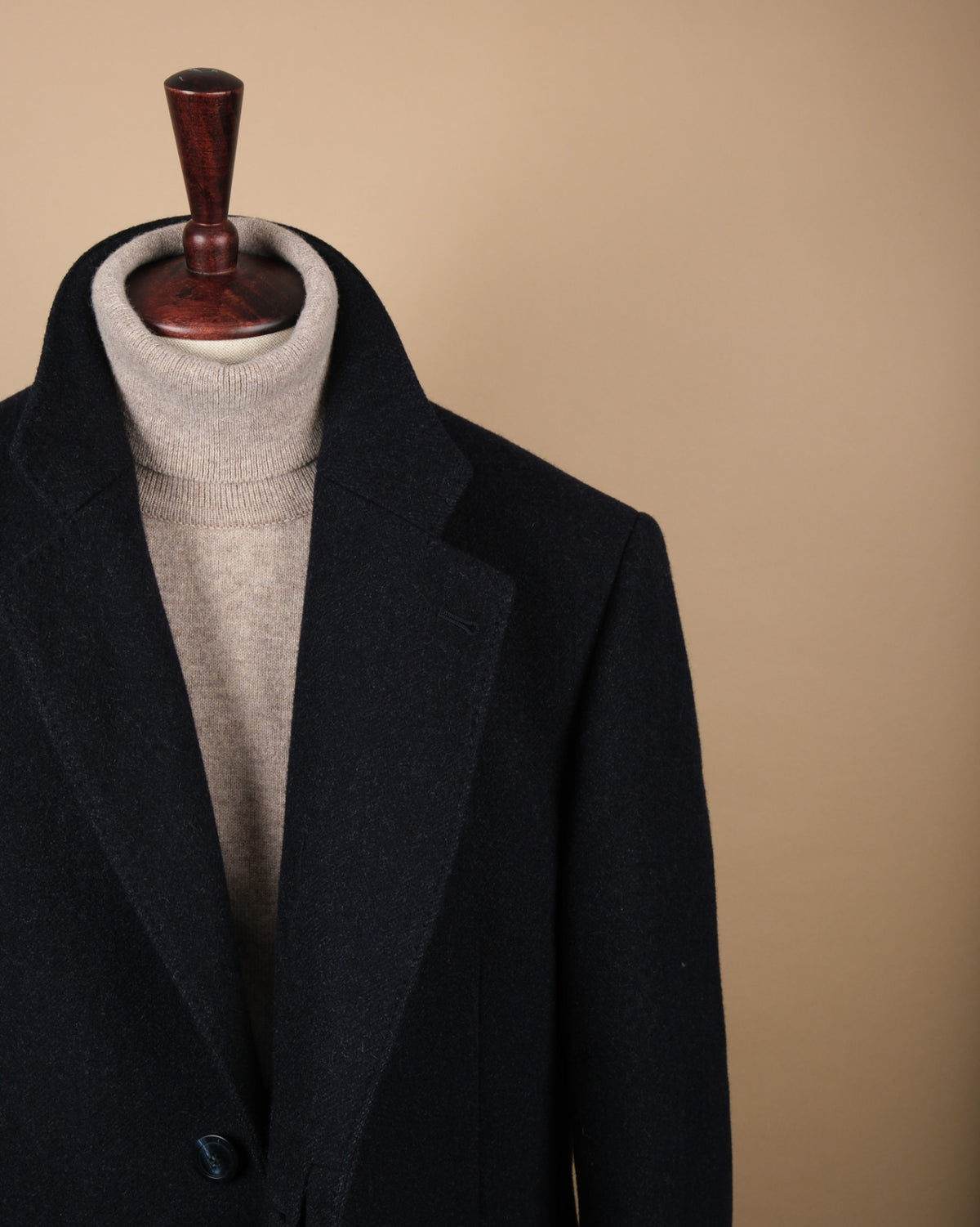 Navy Wool Twill Overcoat