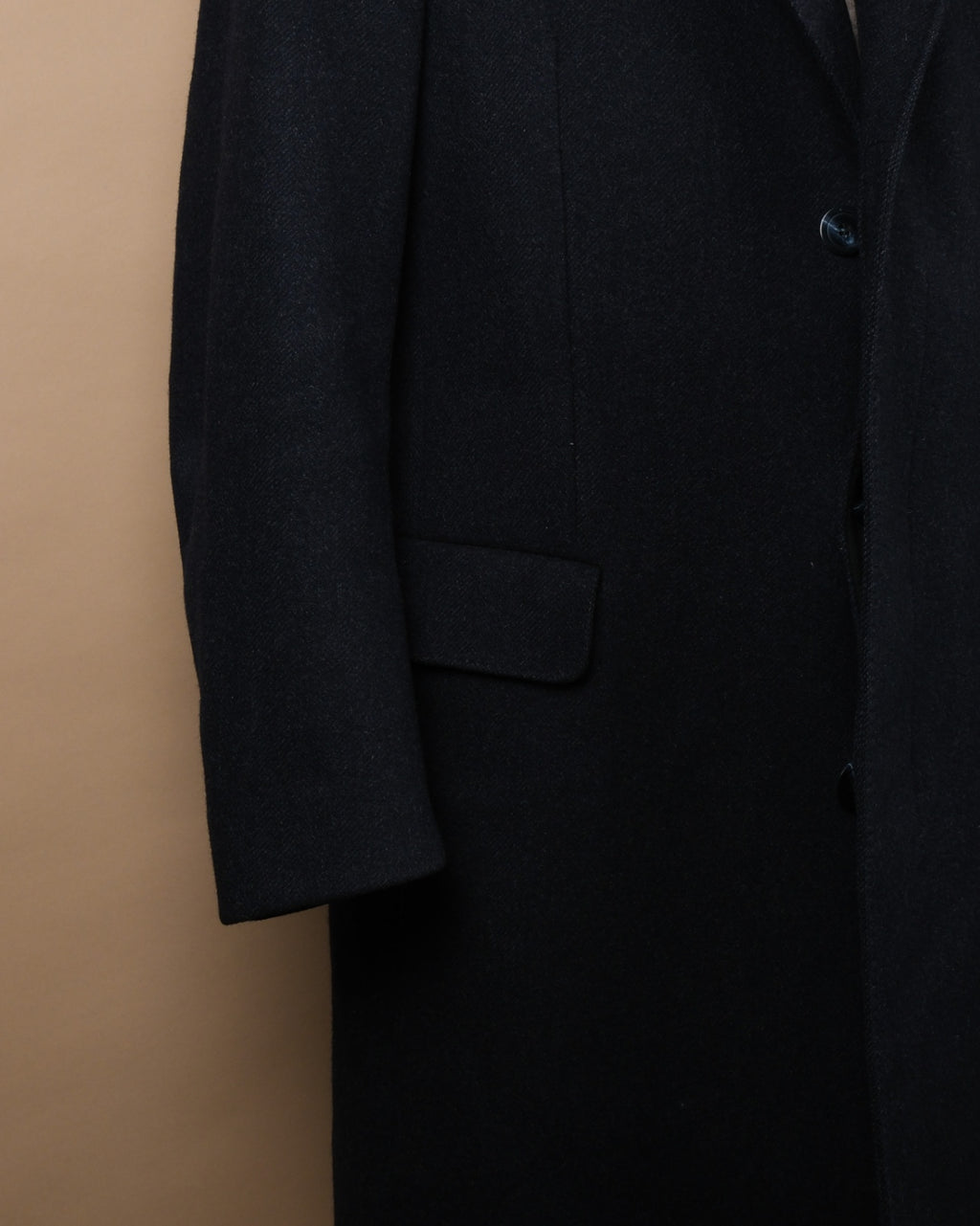 Navy Wool Twill Overcoat