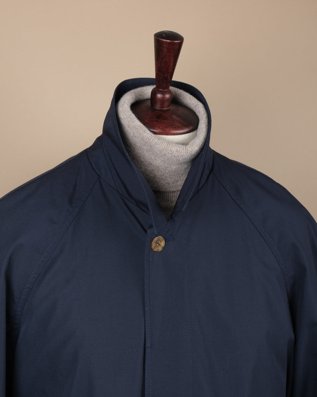 Navy Belted Raglan Coat