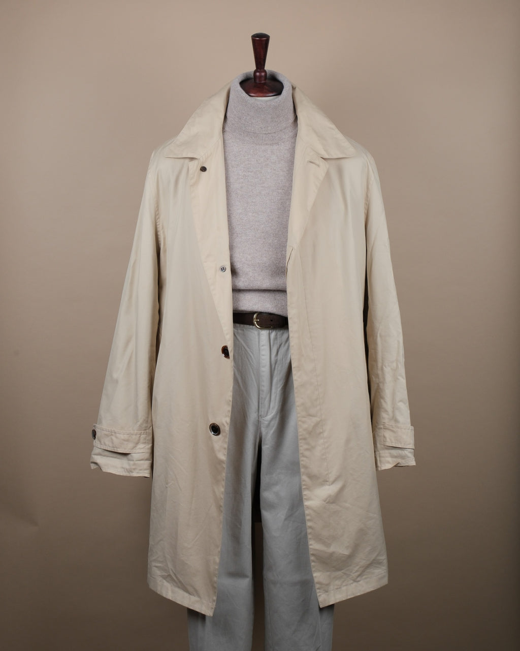 Beige Cotton/Silk Light-Weight Car Coat