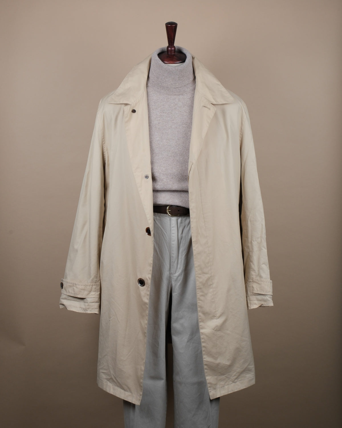 Beige Cotton/Silk Light-Weight Car Coat