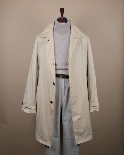 Beige Cotton/Silk Light-Weight Car Coat