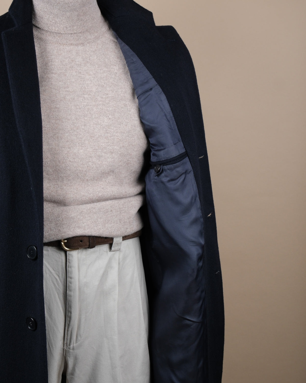 Navy Wool/Nylon Overcoat
