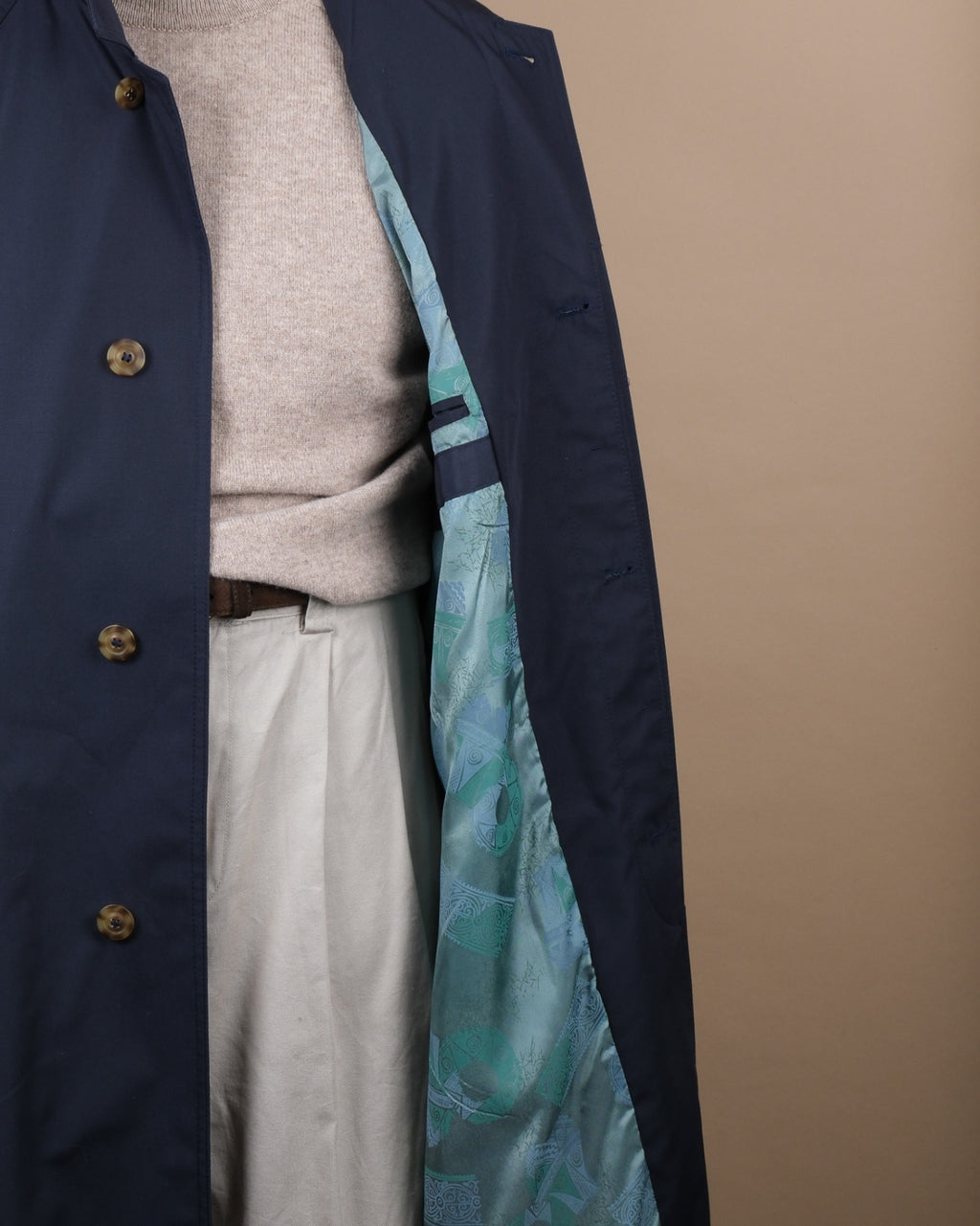 Navy Belted Raglan Coat