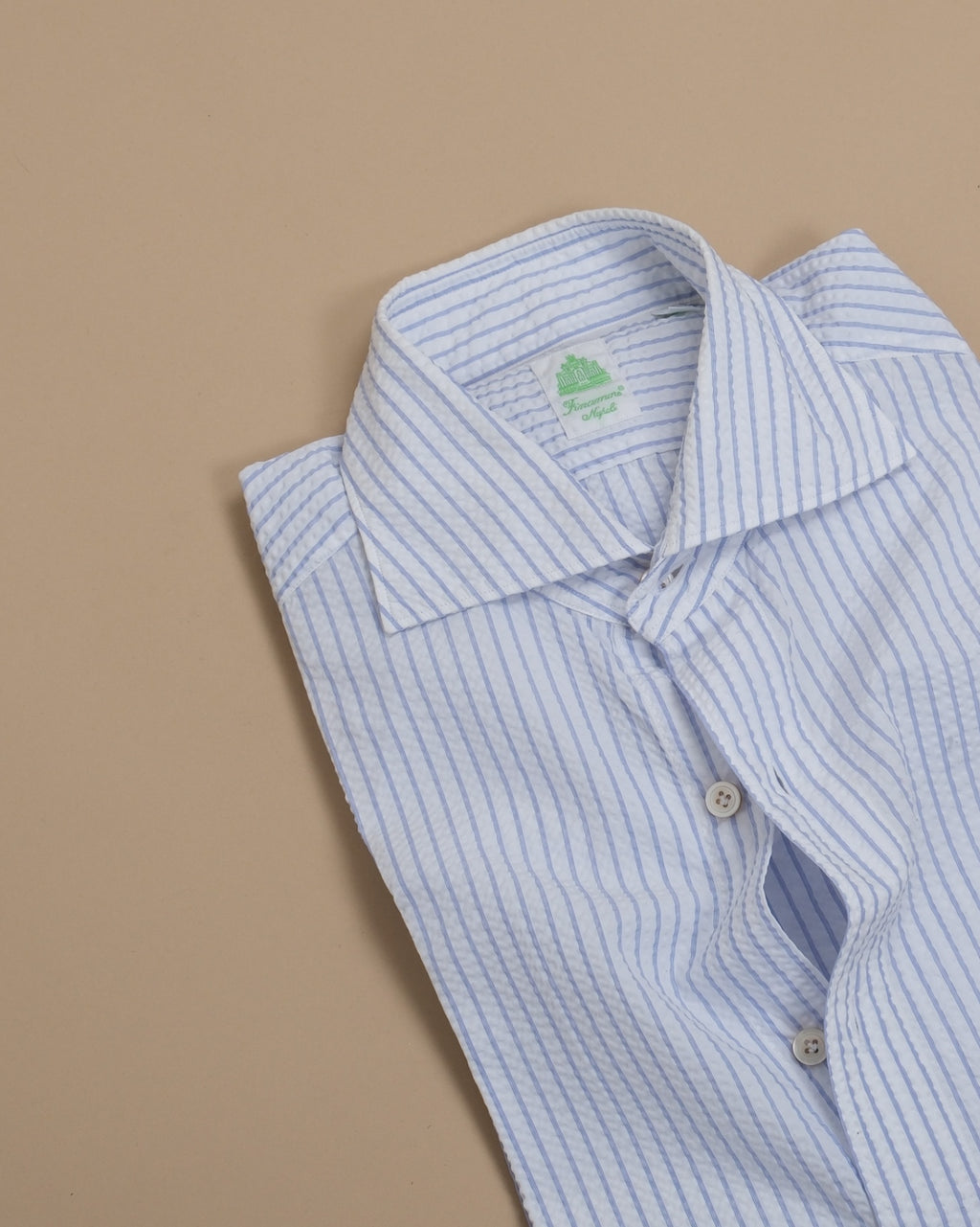 White/Pale Blue Seersucker Cutaway Shirt
