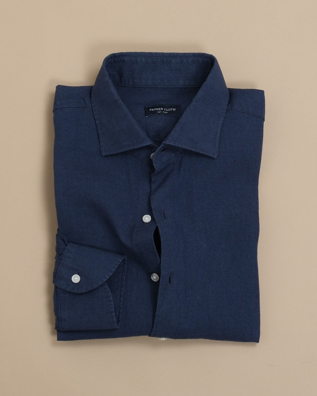 Navy Irish Linen Shirt