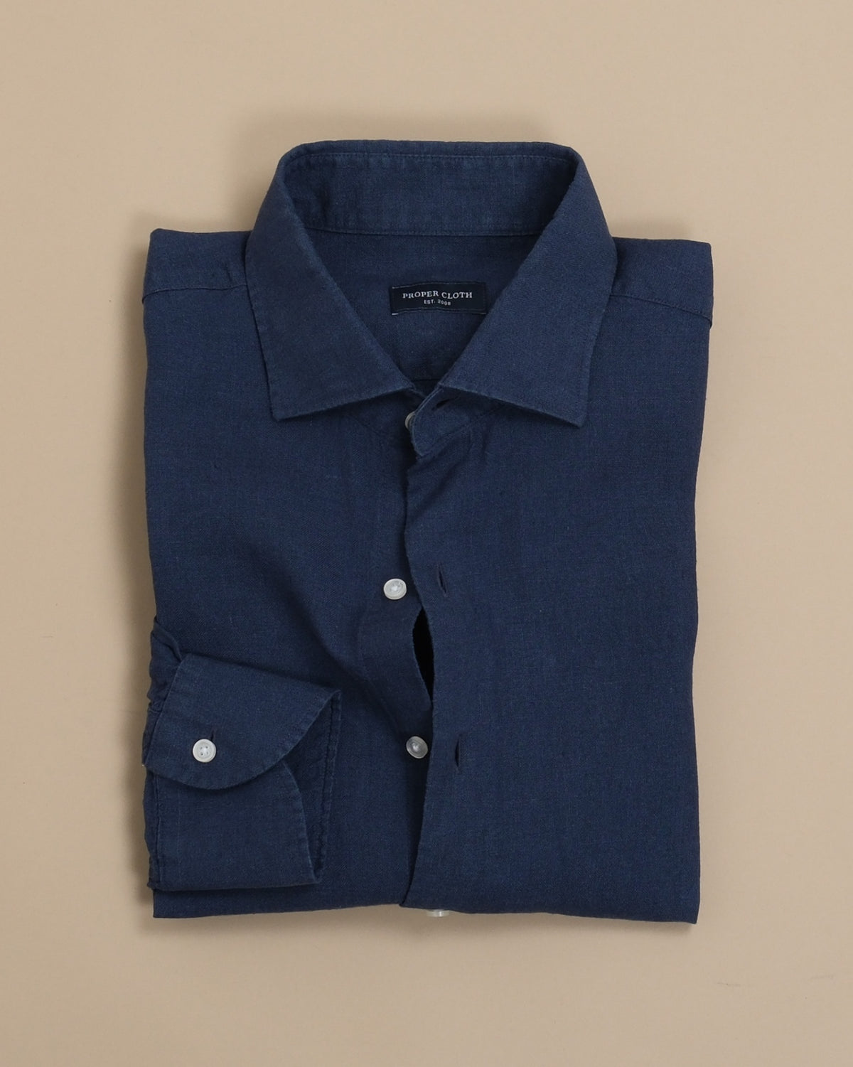 Navy Irish Linen Shirt