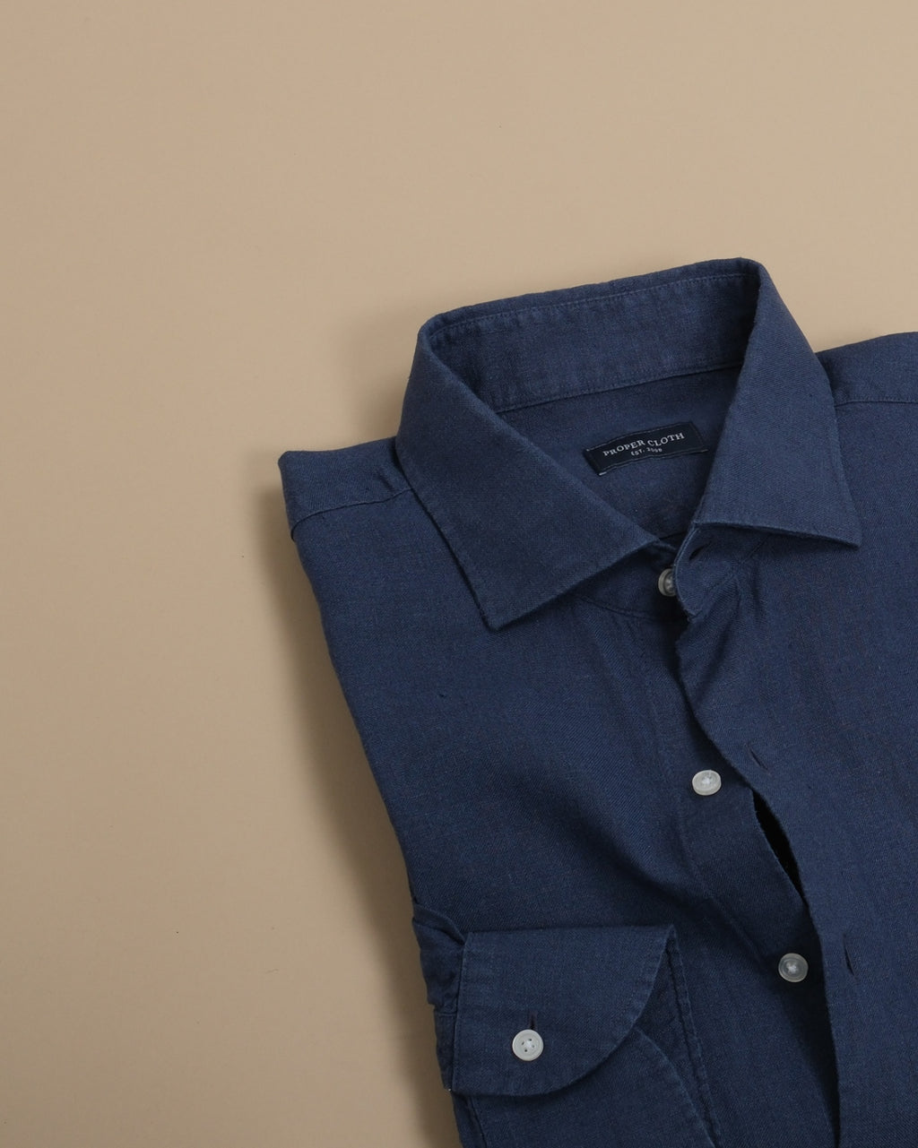 Navy Irish Linen Shirt