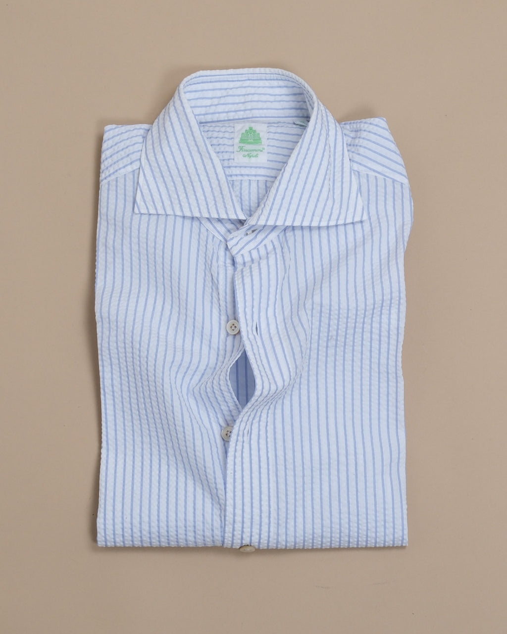 White/Pale Blue Seersucker Cutaway Shirt