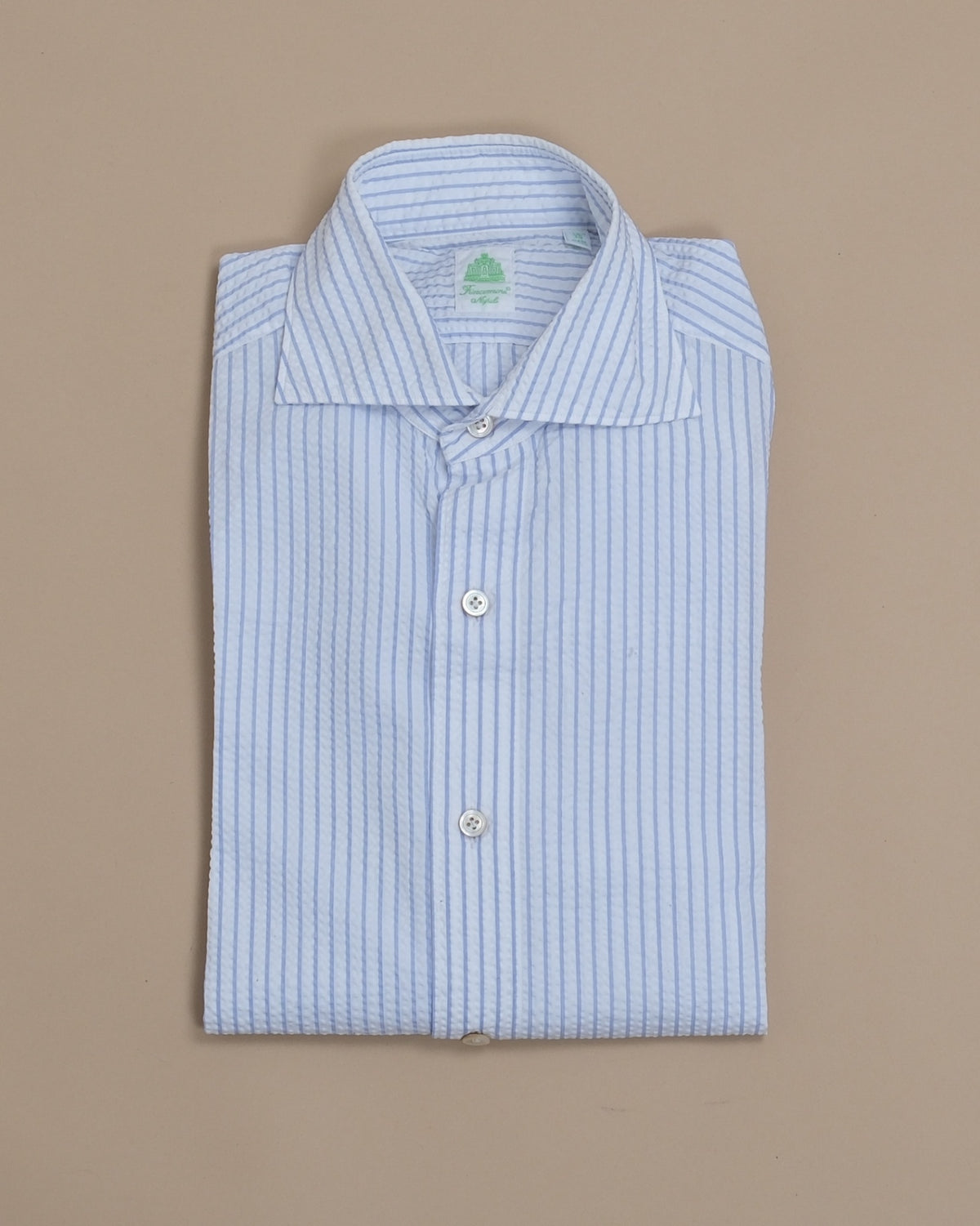 White/Pale Blue Seersucker Cutaway Shirt