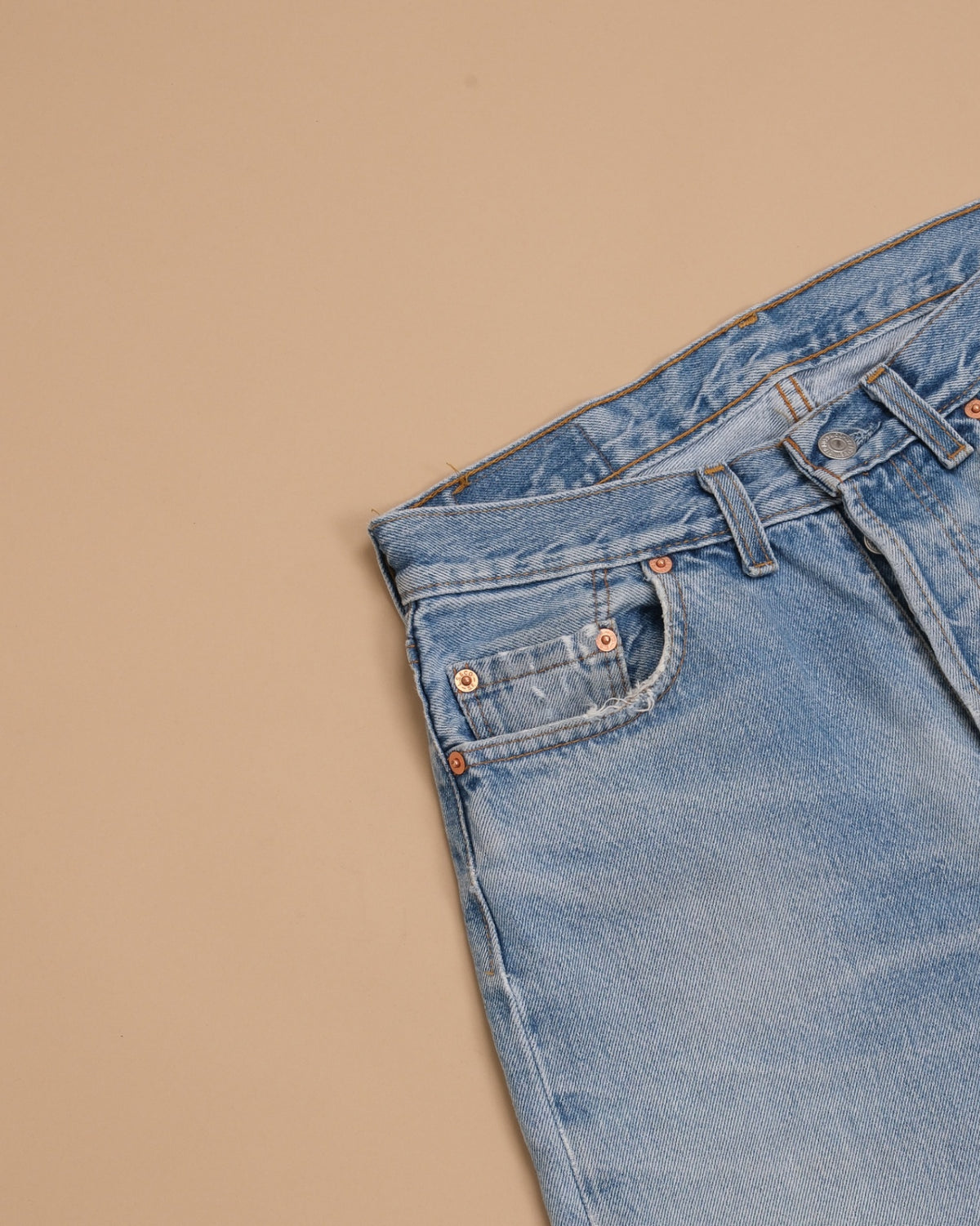 Light Wash High-Rise 501s, Made in UK