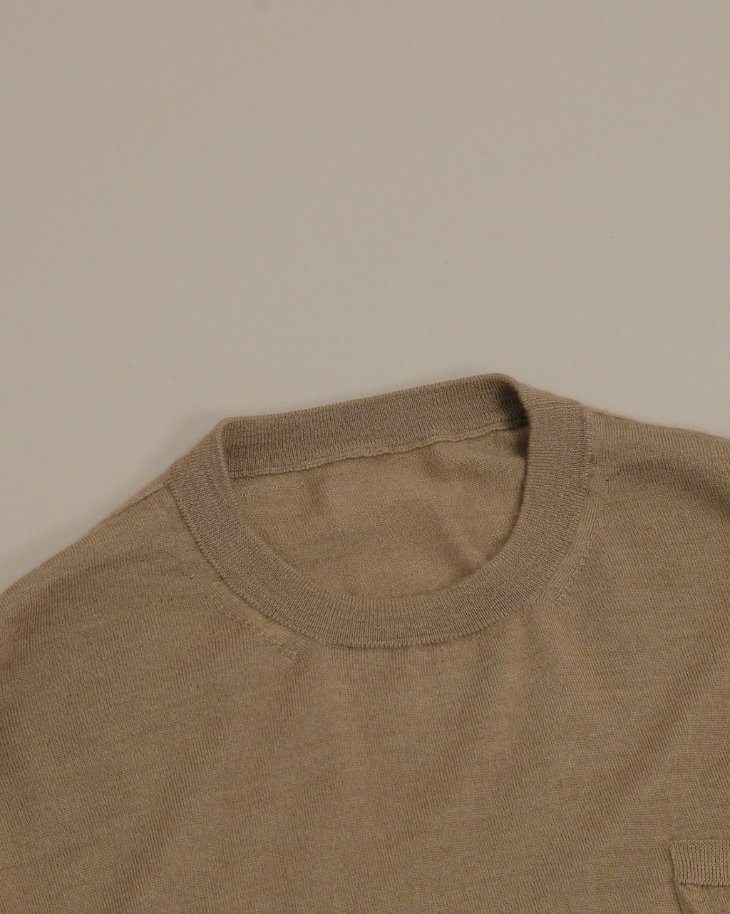 Camel Cashmere/Silk Short-Sleeve Crewneck