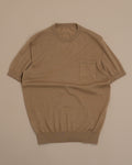 Camel Cashmere/Silk Short-Sleeve Crewneck