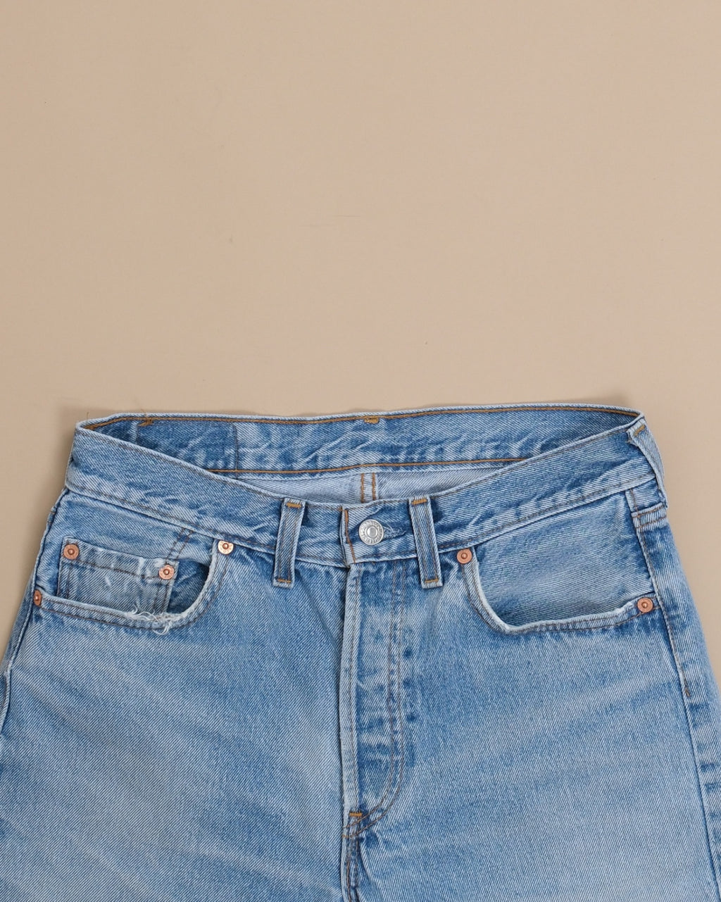 Light Wash High-Rise 501s, Made in UK
