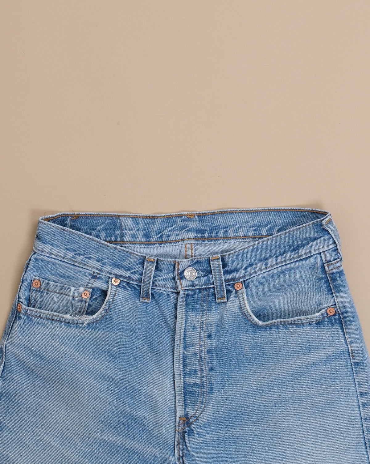 Light Wash High-Rise 501s, Made in UK