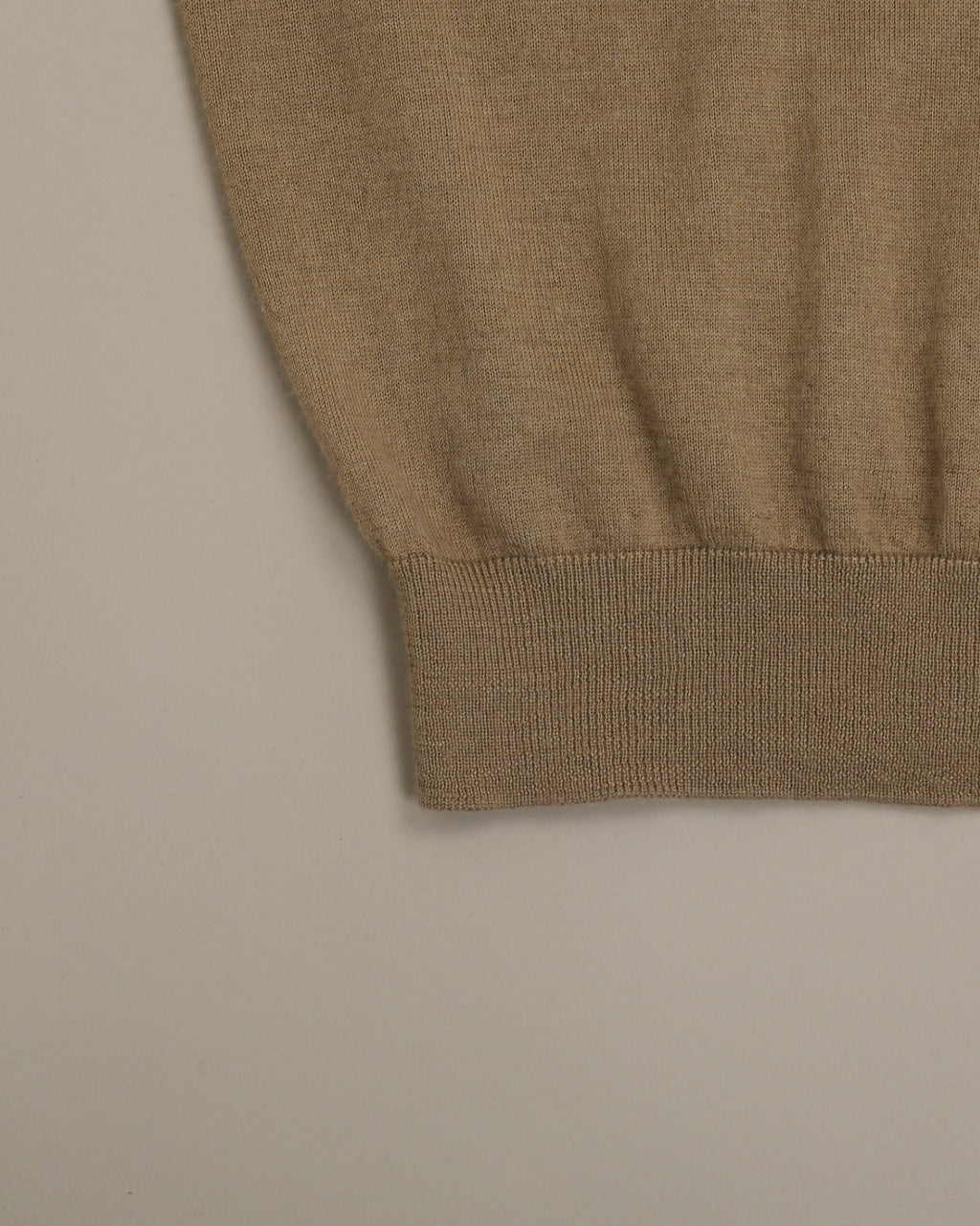Camel Cashmere/Silk Short-Sleeve Crewneck
