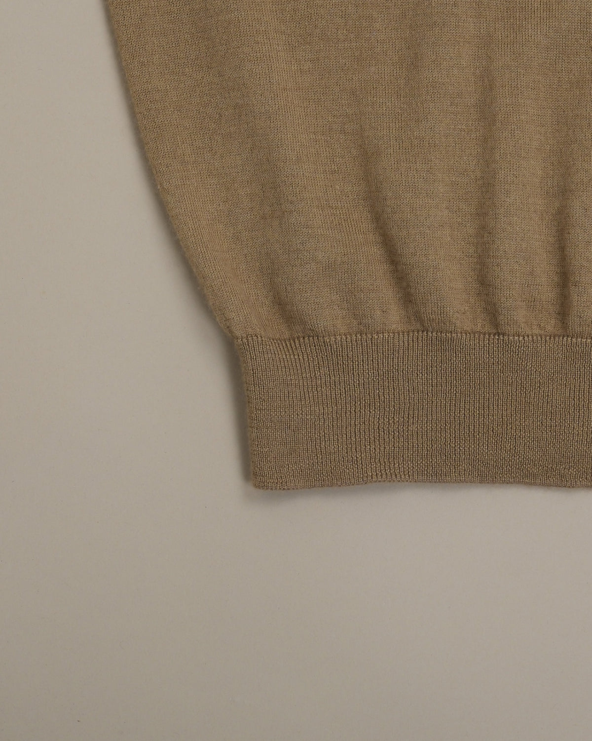 Camel Cashmere/Silk Short-Sleeve Crewneck