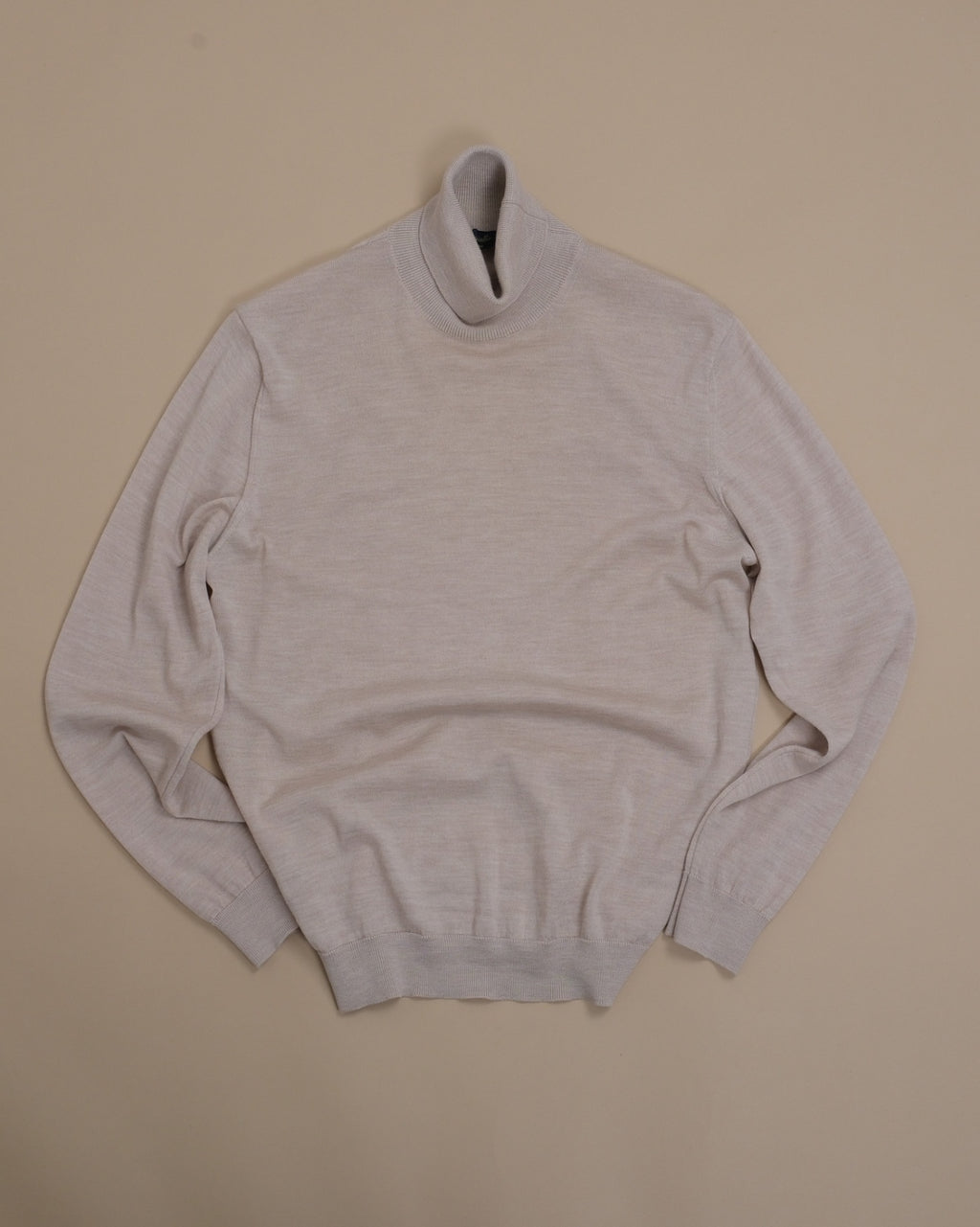 Beige Melange Fine Merino Rollneck