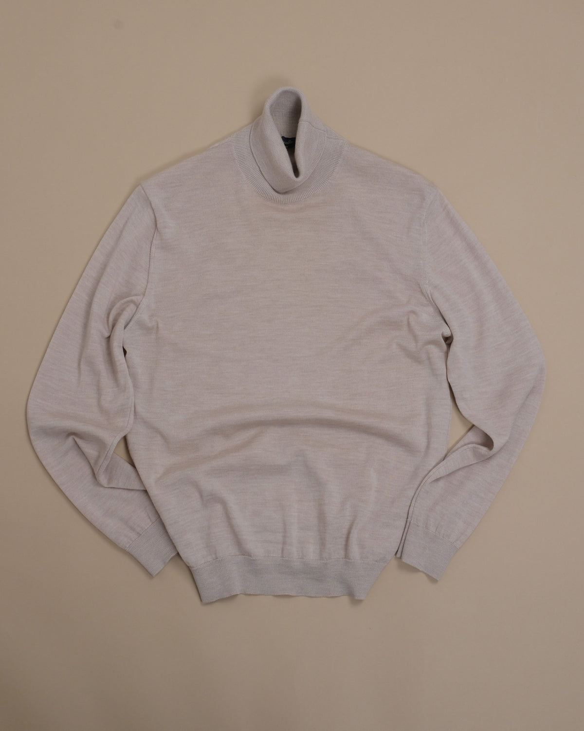 Beige Melange Fine Merino Rollneck