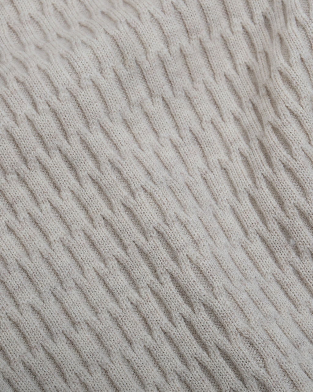 Beige Cable Knit Wool Rollneck