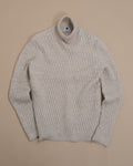 Beige Cable Knit Wool Rollneck
